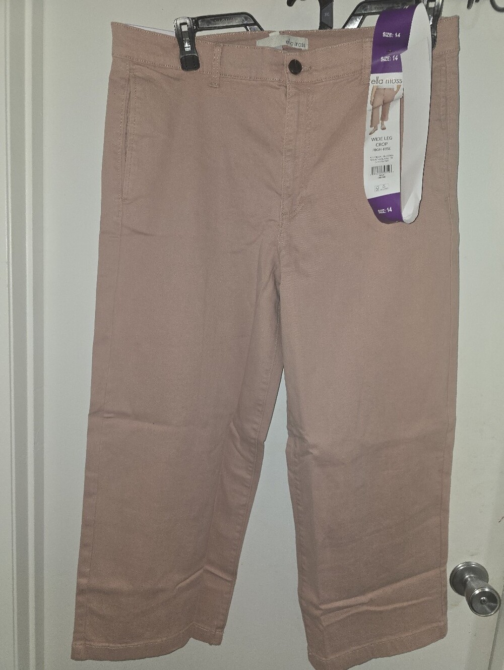 Ella Moss Women’s Wide Leg Crop Pants - Dusty Rose (Size 14)